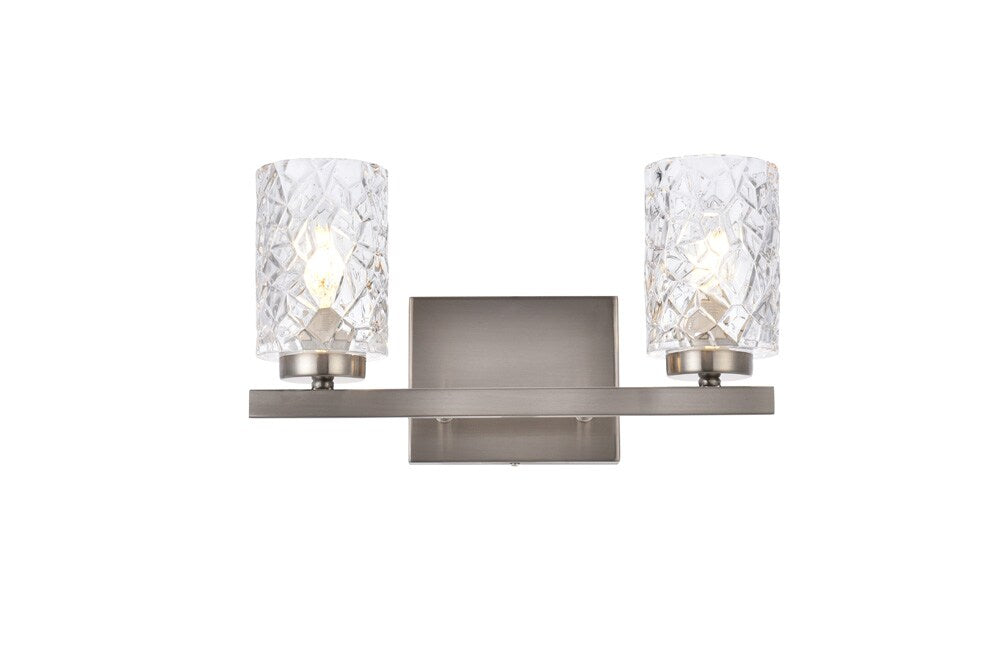 Elegant Furniture & Lighting - Cassie 2 lights bath sconce in satin nickel with clear shade - LD7026W14SN veiw 1