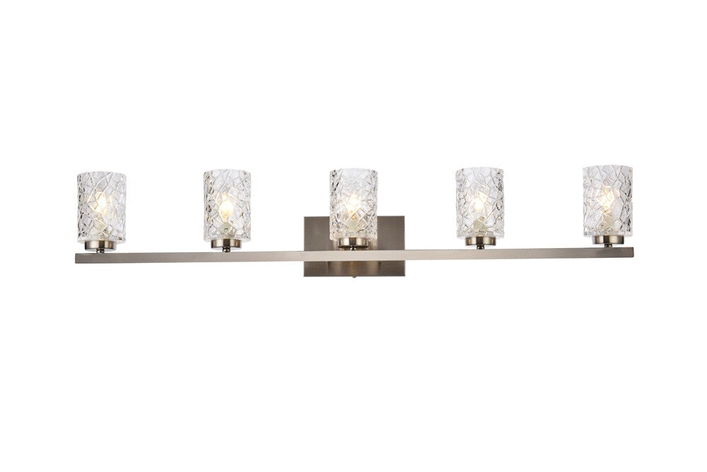 Elegant Furniture & Lighting - Cassie 5 lights bath sconce in satin nickel with clear shade - LD7029W41SN veiw 1