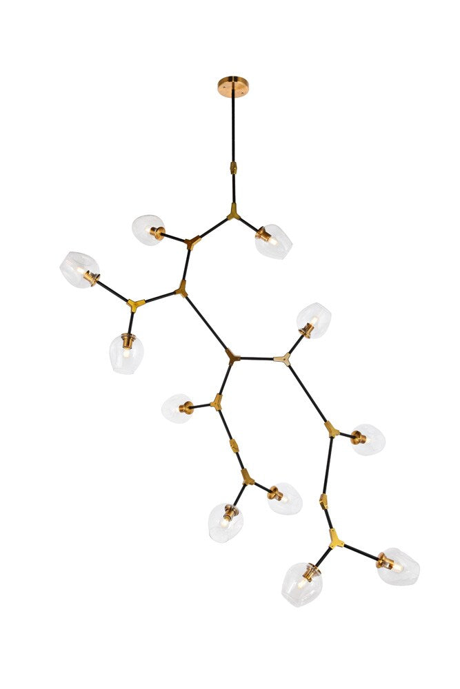 Elegant Furniture & Lighting - Cavoli 11 light in Light Antique Brass and Flat Black Pendant - 1712G73LAB veiw 1