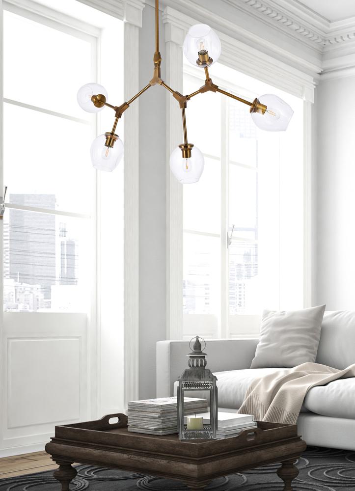 Elegant Furniture & Lighting - Cavoli 5 lights brass chandelier - 1712D42BR veiw 8