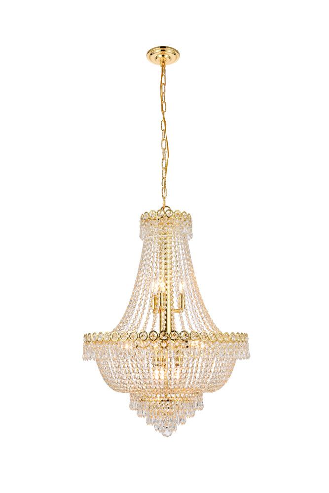 Elegant Furniture & Lighting - Century 12 light Gold Chandelier Clear Royal Cut Crystal - V1900D24G/RC veiw 1
