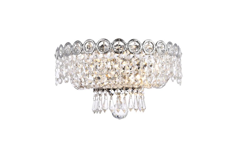 Elegant Furniture & Lighting - Century 2 light Chrome Wall Sconce Clear Royal Cut Crystal - V1900W12C/RC veiw 1