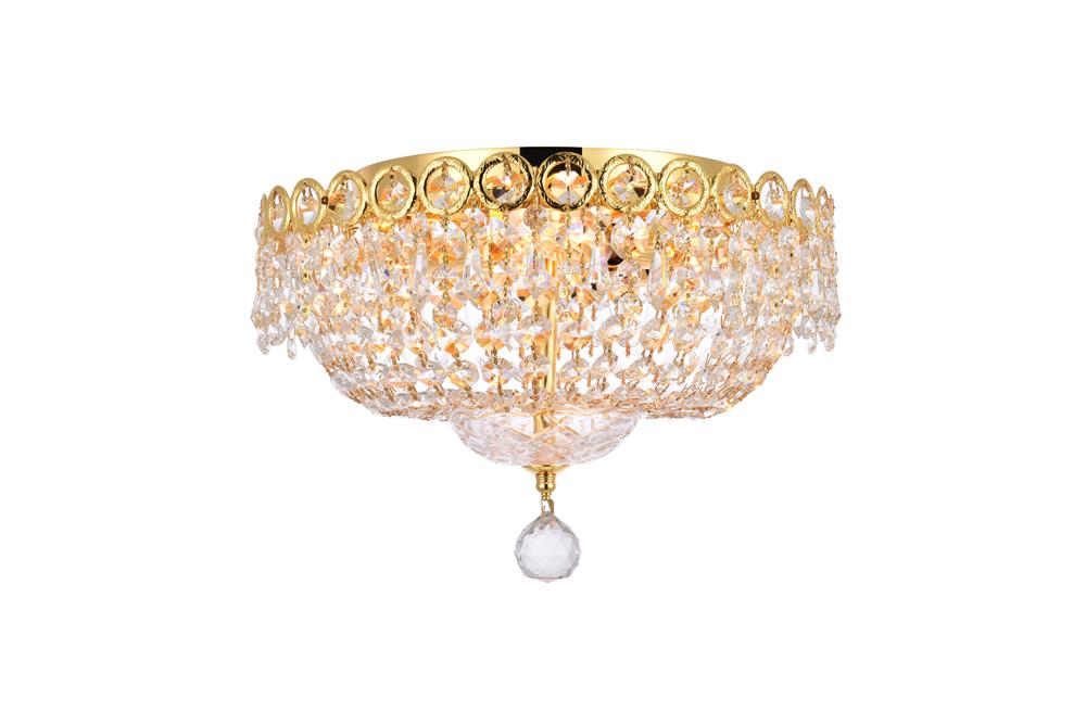 Elegant Furniture & Lighting - Century 4 light Gold Flush Mount Clear Royal Cut Crystal - V1900F14G/RC veiw 1