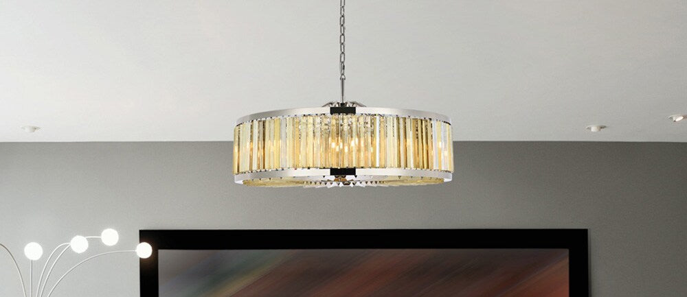 Elegant Furniture & Lighting - Chelsea 10 light polished nickel Chandelier Golden Teak (Smoky) Royal Cut Crystal - 1203G43PN-GT/RC veiw 1