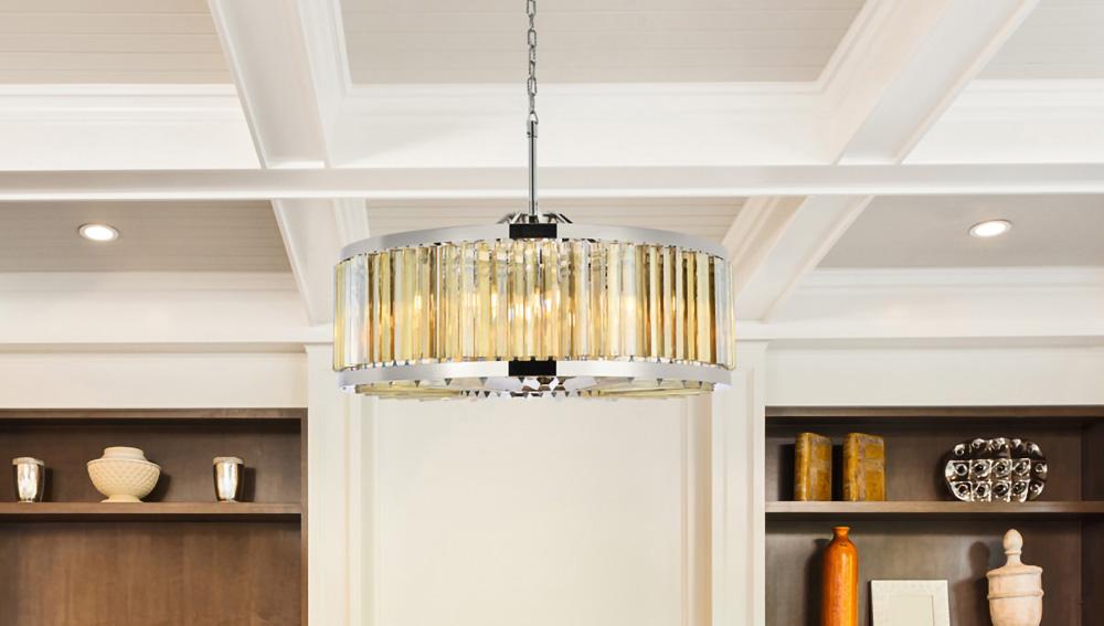 Elegant Furniture & Lighting - Chelsea 10 light polished nickel Chandelier Golden Teak (Smoky) Royal Cut Crystal - 1203D35PN-GT/RC veiw 1