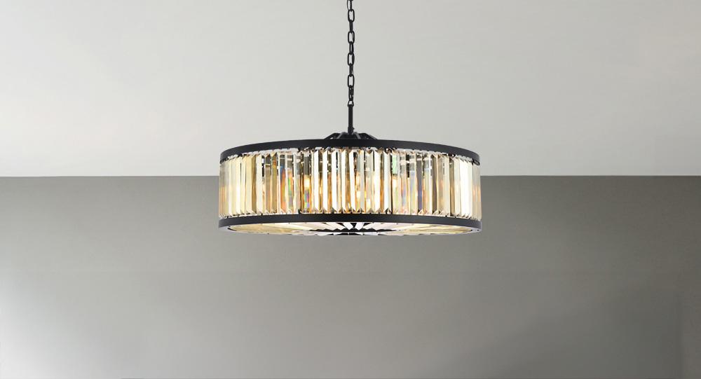 Elegant Furniture & Lighting - Chelsea 10 light Matte Black Chandelier Golden Teak (Smoky) Royal Cut Crystal - 1233G43MB-GT/RC veiw 1