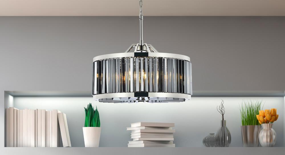 Elegant Furniture & Lighting - Chelsea 8 light polished nickel Chandelier Silver Shade (Grey) Royal Cut Crystal - 1203D28PN-SS/RC veiw 1