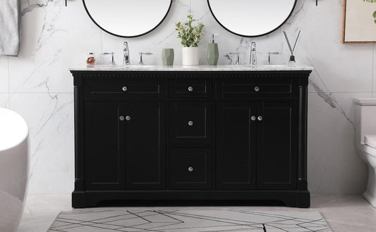 Elegant Furniture & Lighting - Clarence 60 inch double bathroom vanity set in black - VF53060DBK veiw 2