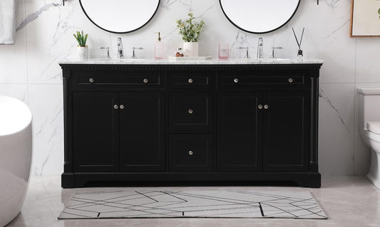 Elegant Furniture & Lighting - Clarence 72 inch double bathroom vanity set in black - VF53072DBK veiw 2
