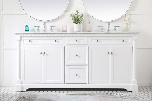 Elegant Furniture & Lighting - Clarence 72 inch double bathroom vanity in White - VF53072DWH veiw 2