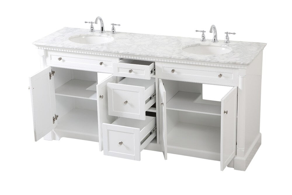 Elegant Furniture & Lighting - Clarence 72 inch double bathroom vanity in White - VF53072DWH veiw 16