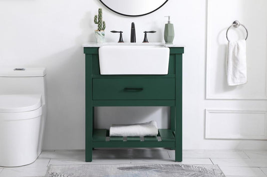 Elegant Furniture & Lighting - Clement 30 inch Single bathroom vanity in green - VF60130GN veiw 2