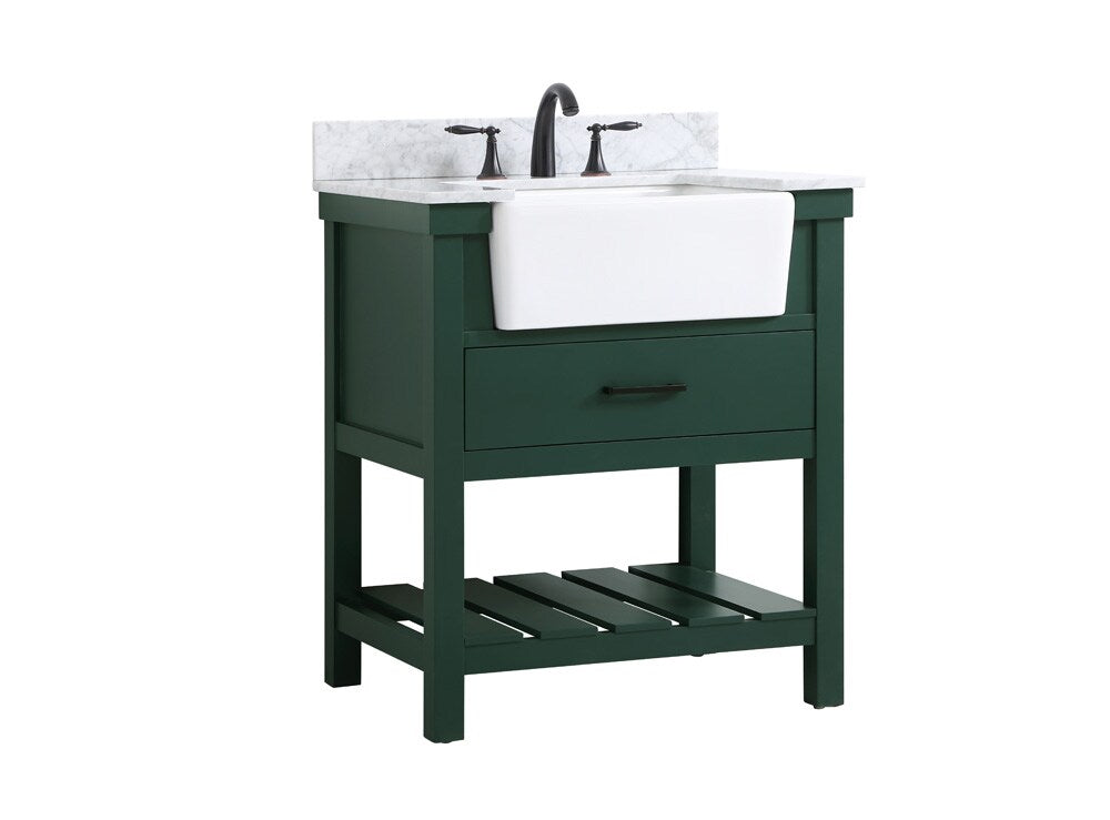 Elegant Furniture & Lighting - Clement 30 inch Single bathroom vanity in green with backsplash - VF60130GN-BS veiw 8