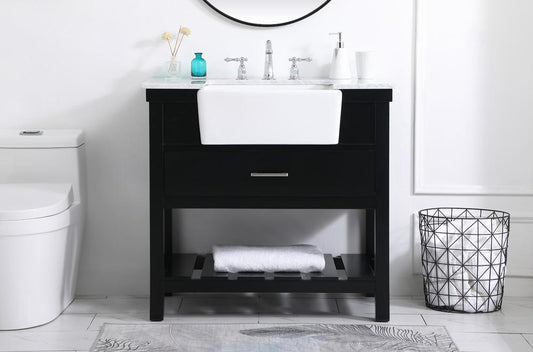 Elegant Furniture & Lighting - Clement 36 inch Single bathroom vanity in black - VF60136BK veiw 2