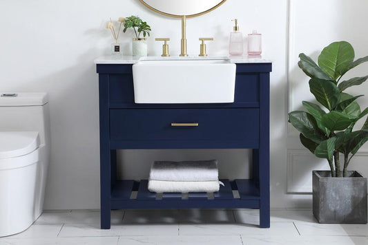 Elegant Furniture & Lighting - Clement 36 inch Single bathroom vanity in blue - VF60136BL veiw 2