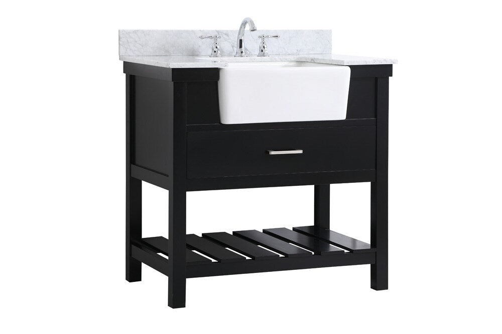 Elegant Furniture & Lighting - Clement 36 inch Single bathroom vanity in black with backsplash - VF60136BK-BS veiw 8