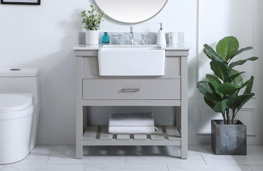 Elegant Furniture & Lighting - Clement 36 inch Single bathroom vanity in grey with backsplash - VF60136GR-BS veiw 2