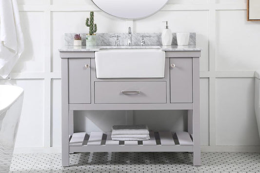 Elegant Furniture & Lighting - Clement 42 inch Single bathroom vanity in grey with backsplash - VF60142GR-BS veiw 2
