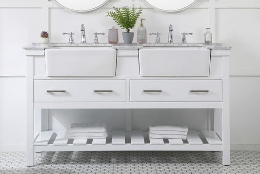 Elegant Furniture & Lighting - Clement 60 inch double bathroom vanity in white - VF60160DWH veiw 2