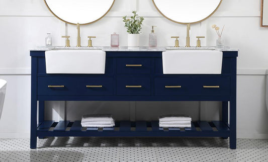 Elegant Furniture & Lighting - Clement 72 inch double bathroom vanity in blue - VF60172DBL veiw 2