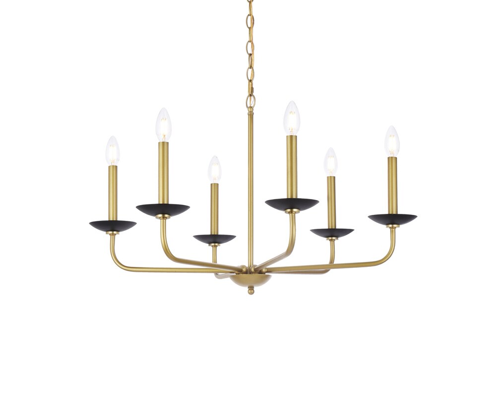 Elegant Furniture & Lighting - Cohen 30 inch pendant in black and brass - LD812D30BRK veiw 1