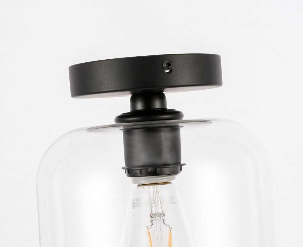 Elegant Furniture & Lighting - Collier 1 light Black and Clear glass Flush mount - LD2270BK veiw 13