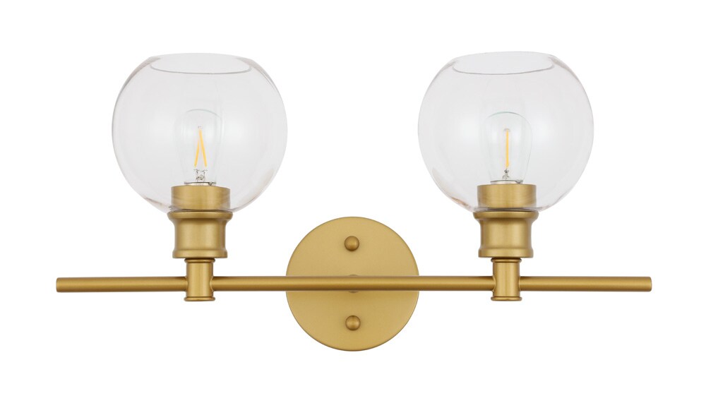 Elegant Furniture & Lighting - Collier 2 light Brass and Clear glass Wall sconce - LD2314BR veiw 1
