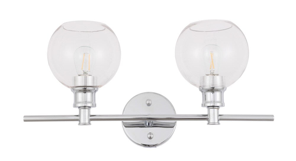 Elegant Furniture & Lighting - Collier 2 light Chrome and Clear glass Wall sconce - LD2314C veiw 1