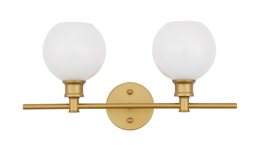 Elegant Furniture & Lighting - Collier 2 light Brass and Frosted white glass Wall sconce - LD2315BR veiw 1