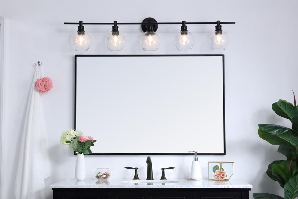 Elegant Furniture & Lighting - Collier 5 light Black and Clear glass Wall sconce - LD2326BK veiw 2