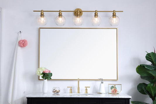 Elegant Furniture & Lighting - Collier 5 light Brass and Clear glass Wall sconce - LD2326BR veiw 2