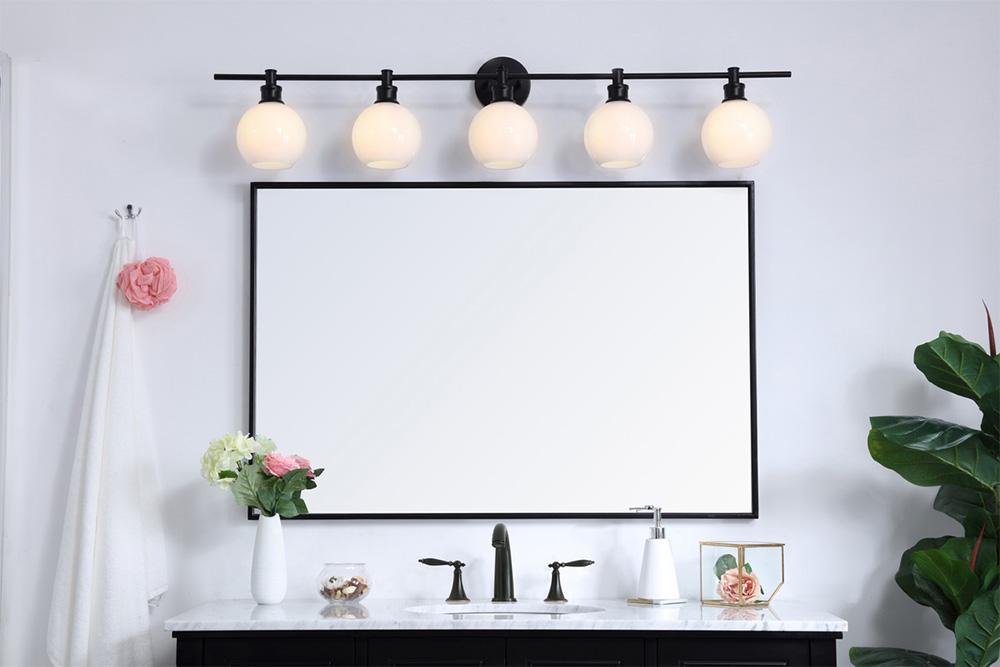 Elegant Furniture & Lighting - Collier 5 light Black and Frosted white glass Wall sconce - LD2327BK veiw 2