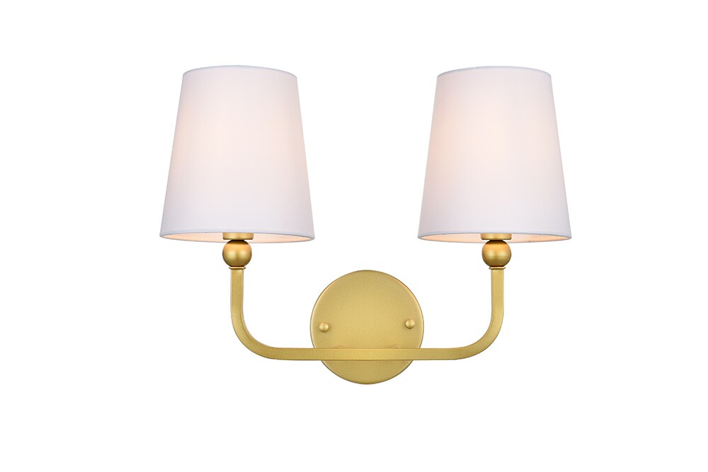 Elegant Furniture & Lighting - Colson 2 light Brass and Clear Bath Sconce - LD7322W16BRA veiw 1