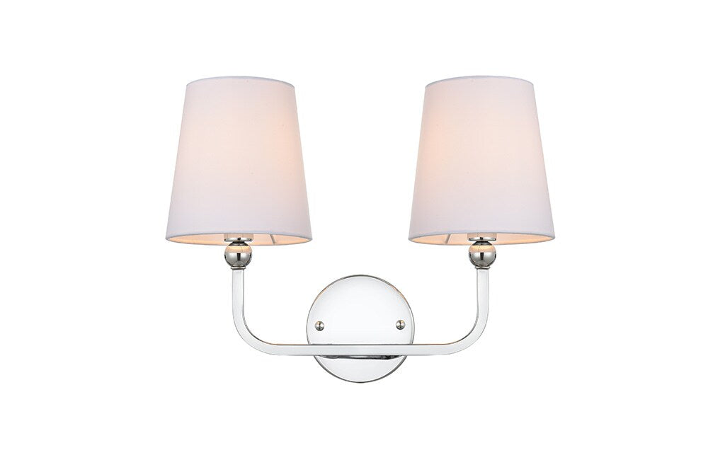 Elegant Furniture & Lighting - Colson 2 light Chrome and Clear Bath Sconce - LD7322W16CH veiw 1