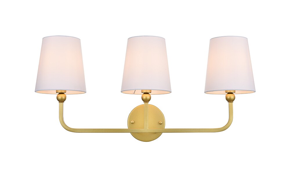 Elegant Furniture & Lighting - Colson 3 light Brass and Clear Bath Sconce - LD7322W26BRA veiw 1