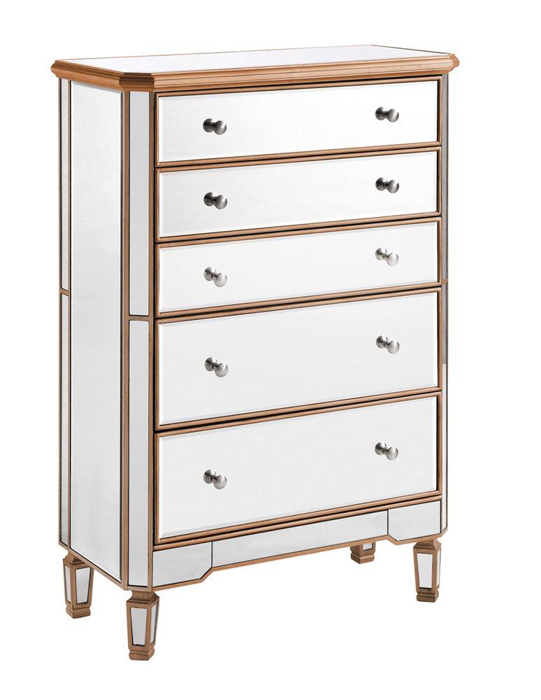 Elegant Furniture & Lighting - Contempo 5 Drawer Cabinet 33 in. x 16 in. x 49 in. in Gold paint - MF6-1126G veiw 5