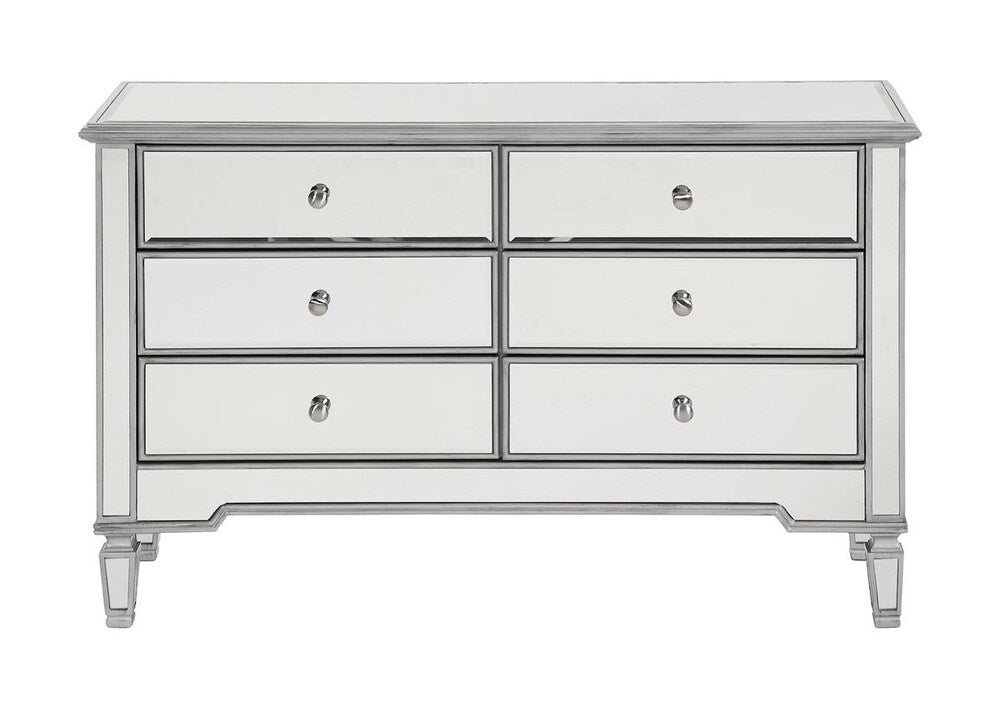 Elegant Furniture & Lighting - Contempo 6 Drawer Dresser 48 in. x 18 in. x 32 in. in silver paint - MF6-1017S veiw 8