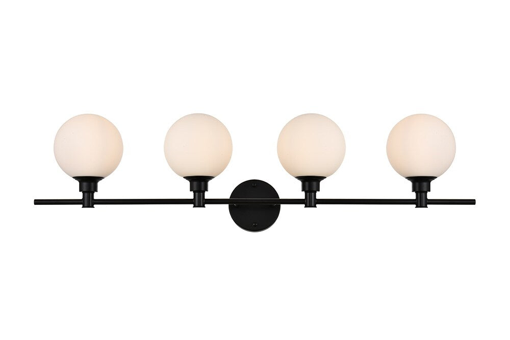 Elegant Furniture & Lighting - Cordelia 4 light Black and frosted white Bath Sconce - LD7317W38BLK veiw 1