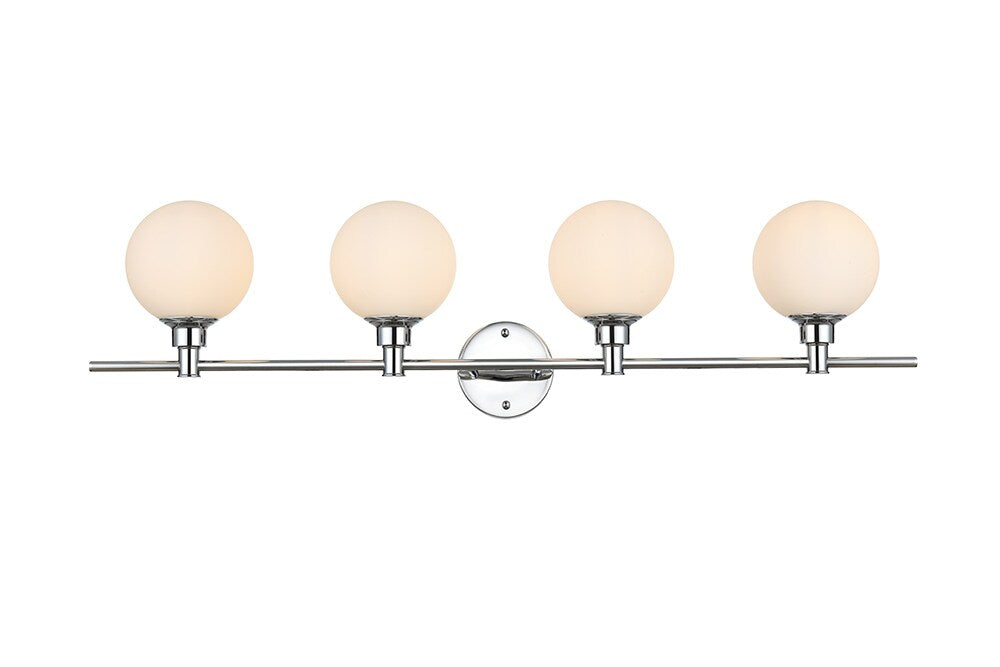 Elegant Furniture & Lighting - Cordelia 4 light Chrome and frosted white Bath Sconce - LD7317W38CH veiw 1