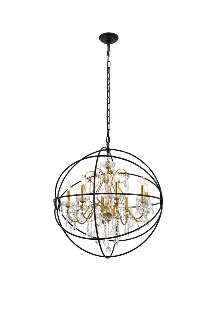Elegant Furniture & Lighting - Cordelia 8 Light Black and Gold Crystal Pendant - LD8801D32GB veiw 1