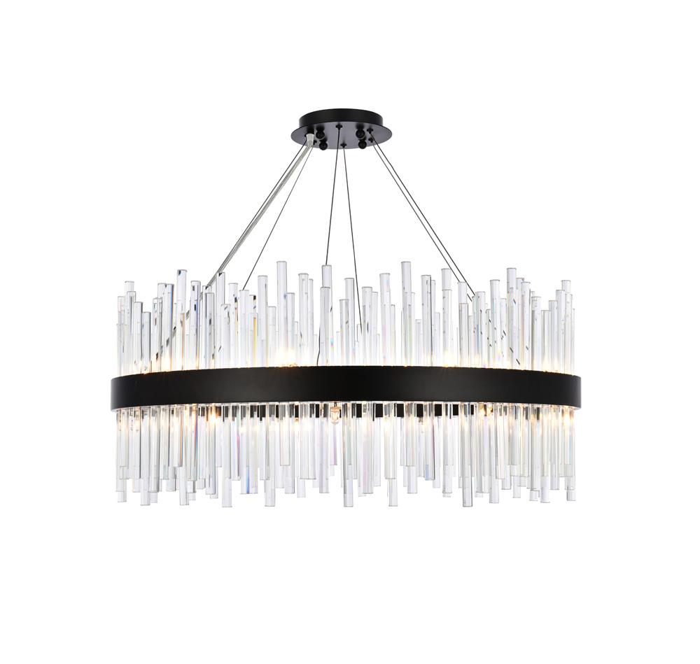 Elegant Furniture & Lighting - Dallas 32 inch round crystal pendant in black - 3000D32BK veiw 1