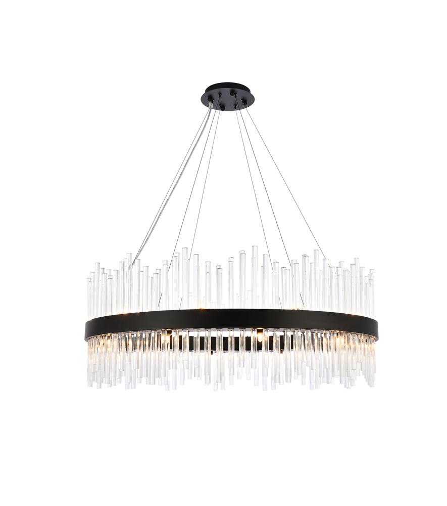 Elegant Furniture & Lighting - Dallas 36 inch round crystal pendant in black - 3000D36BK veiw 1