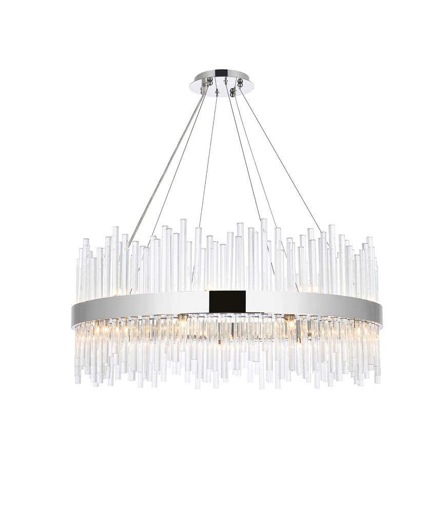 Elegant Furniture & Lighting - Dallas 36 inch round crystal pendant in chrome - 3000D36C veiw 1