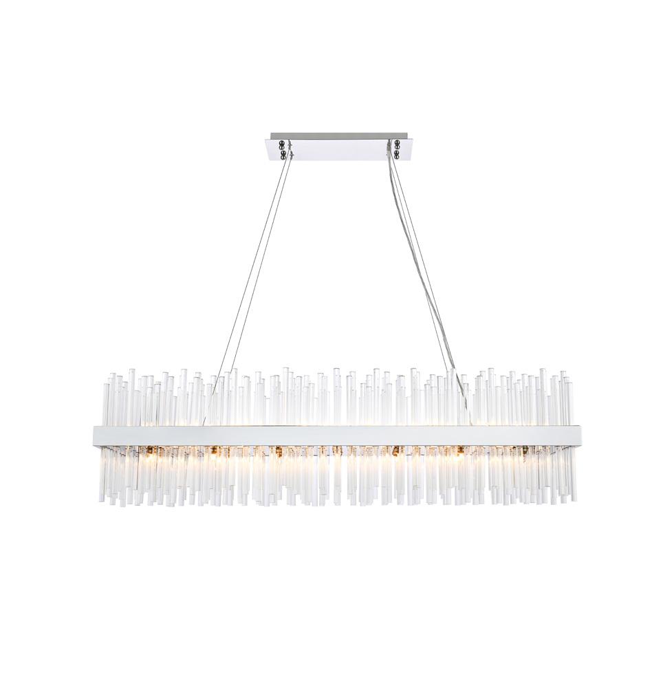 Elegant Furniture & Lighting - Dallas 48 inch rectangle crystal pendant in chrome - 3000G48C veiw 1