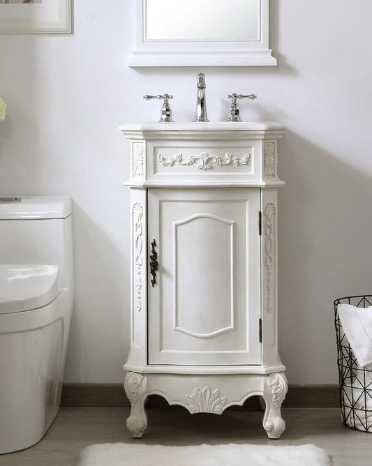 Elegant Furniture & Lighting - Danville 19 inch Single Bathroom vanity in antique white with ivory white engineered marble - VF10119AW-VW veiw 2
