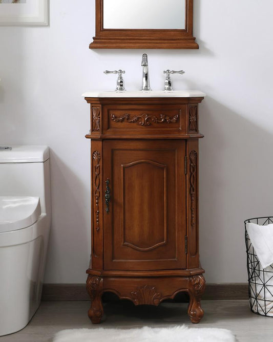 Elegant Furniture & Lighting - Danville 19 inch Single Bathroom vanity in teak with ivory white engineered marble - VF10119TK-VW veiw 2