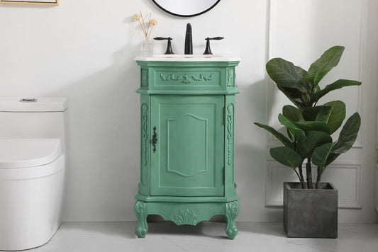 Elegant Furniture & Lighting - Danville 21 inch Single Bathroom vanity in vintage mint with ivory white engineered marble - VF10121VM-VW veiw 2