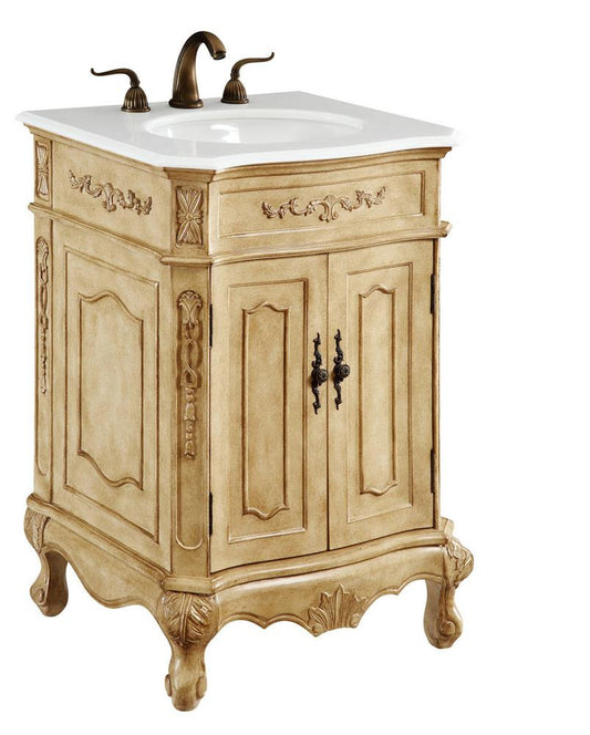 Elegant Furniture & Lighting - Danville 24 inch Single Bathroom vanity in Antique Beige with ivory white engineered marble - VF-1001-VW veiw 2