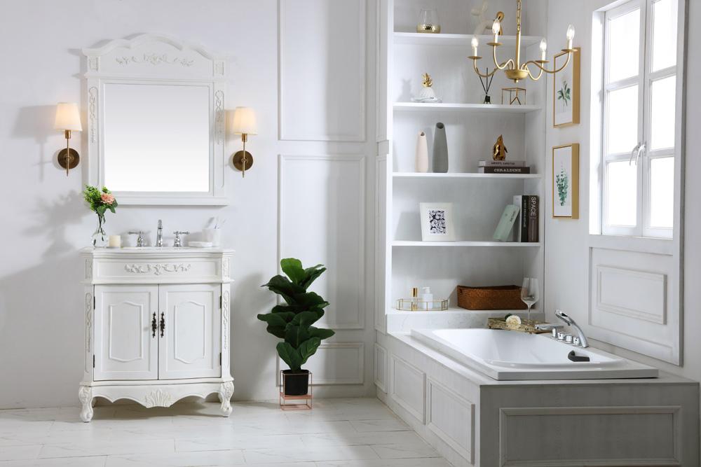 Elegant Furniture & Lighting - Danville 32 inch Single Bathroom vanity in antique white with ivory white engineered marble - VF10132AW-VW veiw 8