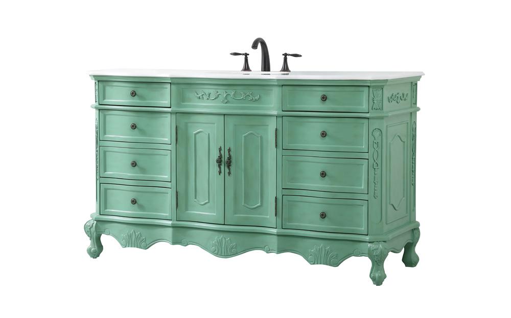 Elegant Furniture & Lighting - Danville 60 inch Single Bathroom vanity in vintage mint with ivory white engineered marble - VF10160VM-VW veiw 8